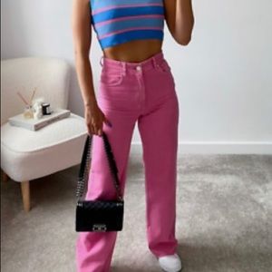 Zara Pink Wide Full Length Pants